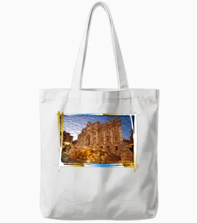 Trevi Fountain in Rome - Souvenir Rome Tote Bags - White