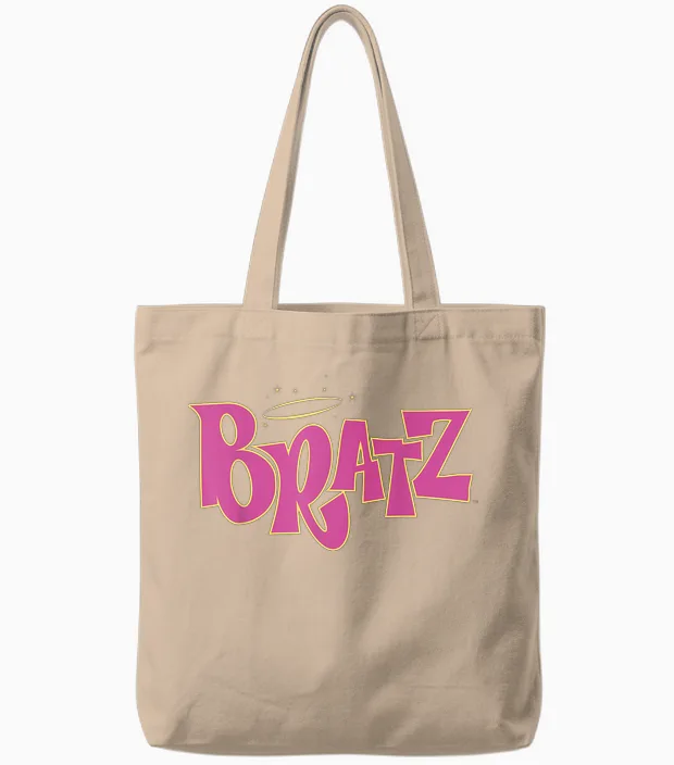 Bratz Yellow Pink Angel Logo Tote Bags in Natural