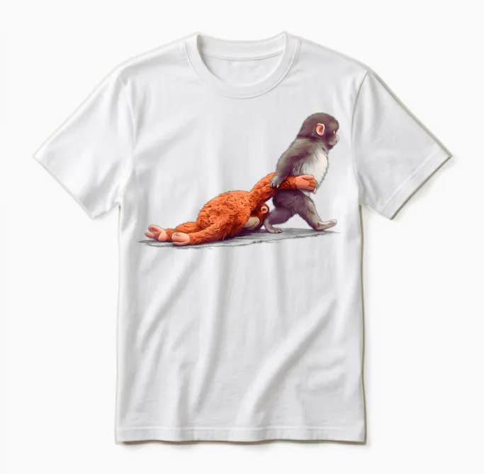 Monkey Punch Baby Graphic Little Punch Big Love Unisex T-Shirt in White