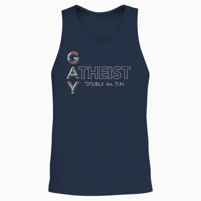Gay - Gay Atheist -- Double the Fun Unisex Tank Top - Navy