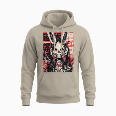 Kuracore Anime Cyberpunk Techwear T-Shirt - Unisex Erwachsene Und Jugendliche - Schwarz - Small - Kurzarm Unisex Hoodie - Sand