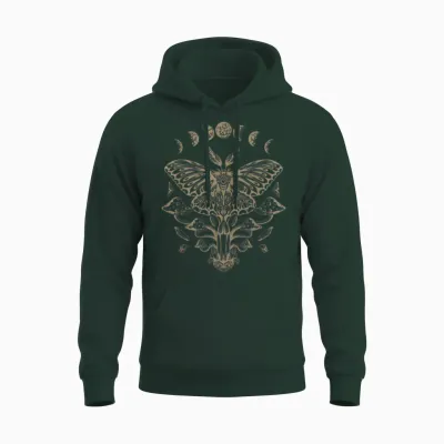 Butterfly Grunge Fairycore Aesthetic Luna Moth Mushrooms Y2k Unisex Hoodie - Forest