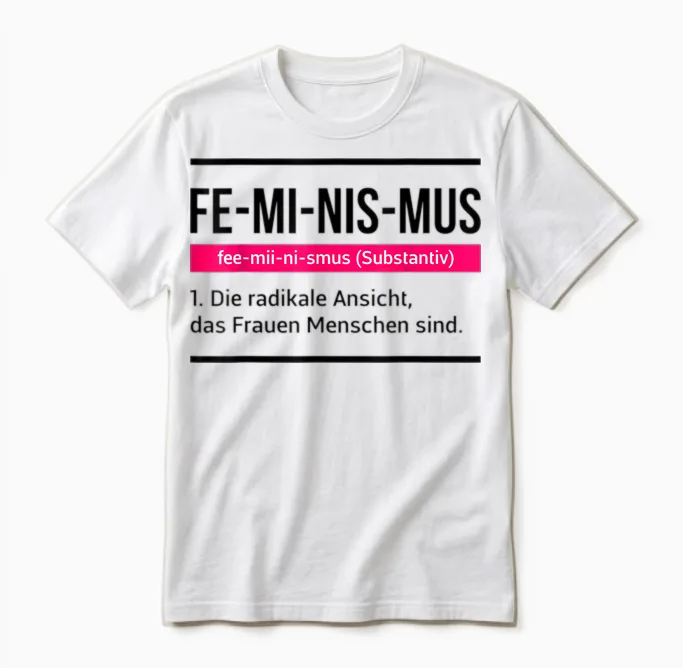 Feminismus Spruch Geschenk Sexismus Gleichberichtigung Defin Unisex T-Shirt in White