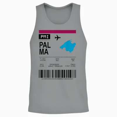 Bordticket Boarding Pass Palma Mallorca Travel Tour Flight T-Shirt, White Unisex Tank Top - Sport Grey