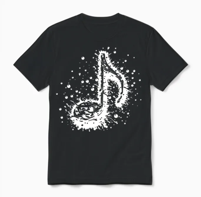 Music Notes Tattoo Splash Lovers Unisex T-Shirt in Black