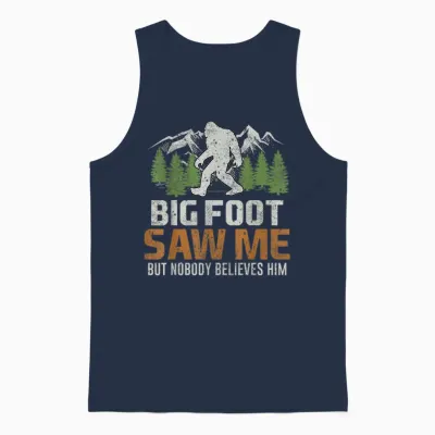 Bigfoot Saw Me but Nobody Believes Him Unisex Tank Top - Navy