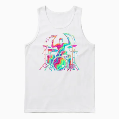 Drummer Man Child Boy Unisex Tank Top - White