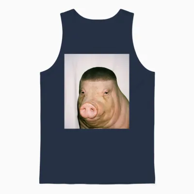 Buzz Cut Pig Fade Lustiges Meme Unisex Tank Top - Navy