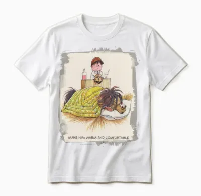 Thelwell Sleeping Horse Warm and Confortable Unisex T-Shirt - White
