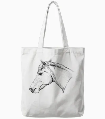 Sketch of a Horse's Head Tote Bags - White