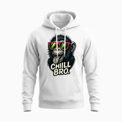 Chill Bro Funny Monkey with Sunglasses Gamer Chiller Fun Unisex Hoodie - White