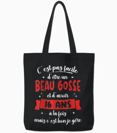 16 Years Birthday Gift Boy Beautiful Kid Gift Idea T-Shirt, Black Tote Bags - Black