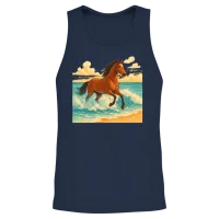 Majestic Horse Emerging from the Sea Unisex Tank Top - Navy – 2