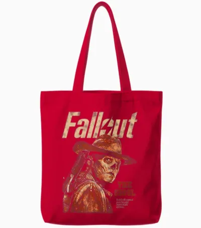 Fallout the Ghoul Silhouette Portrait Tv Show Tote Bags - Red