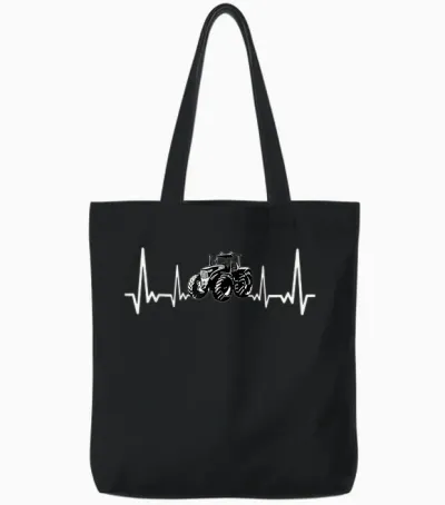 Herzschlag Traktor Trecker Landwirt Bauer Ekg Geschenk Bauer Tote Bags - Black