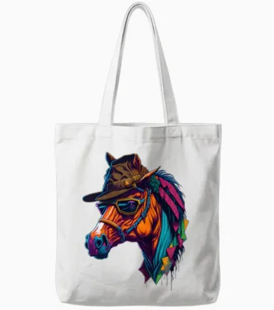 Colorful Horse with A Tote Bags - White