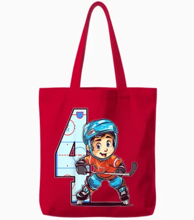 Eishockey Geburtstag - 4 Jahre Alter Junge - 4. Geburtstag Tote Bags - Red