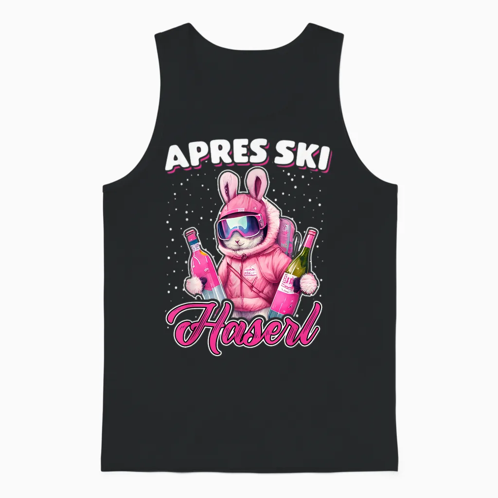 Apres Ski Rabbit Skihaserl Women's Party Crew T-Shirt, Black Unisex Tank Top in Black