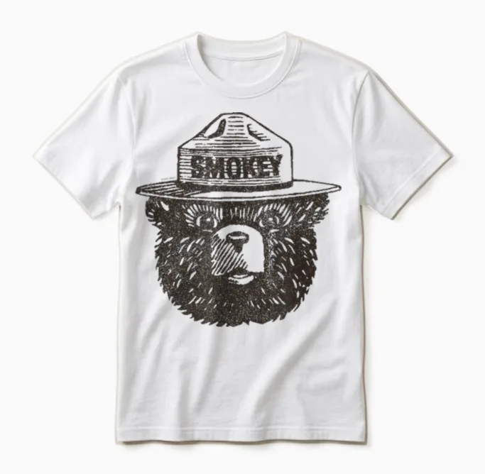 Smokey Bear Portrait Vintage Forest Fire Prevention Psa Unisex T-Shirt in White