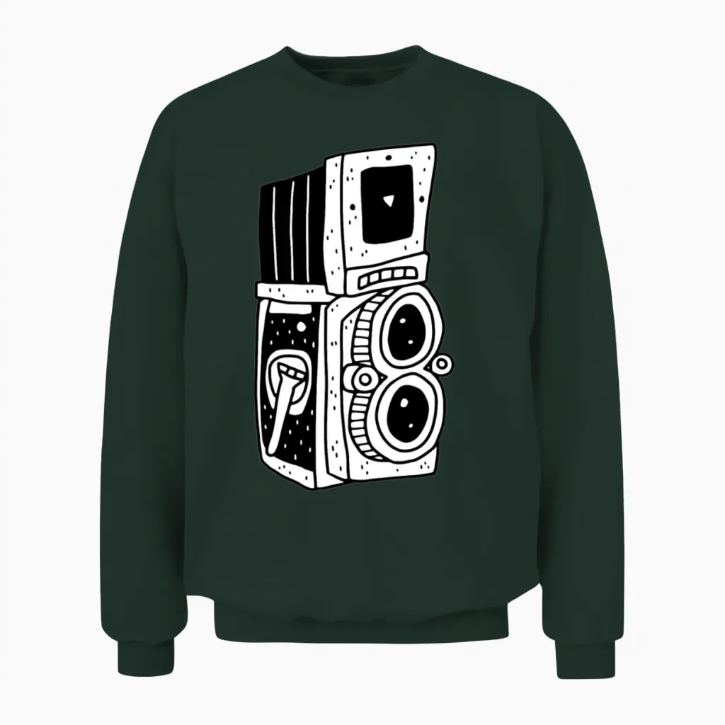 Retro Camera Photography Unisex Sweatshirt in Forest