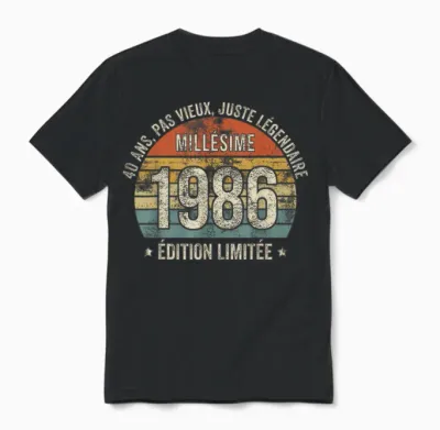 40 Years Funny Vintage 1986 Limited Edition Gift 40 Years Unisex T-Shirt - Black