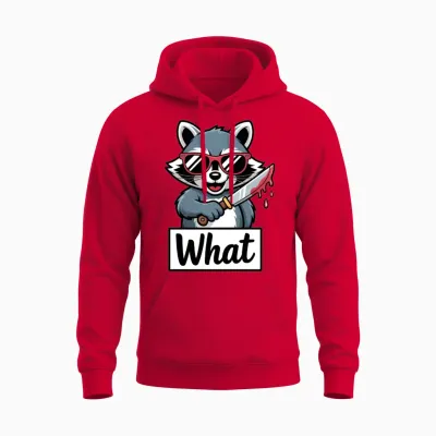 Funny Raccoon in Sunglasses Meme Unisex Hoodie - Red