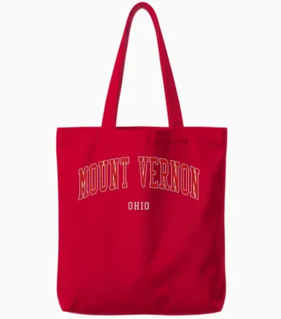 University Style Mount Vernon Ohio College Tote Bags - Red