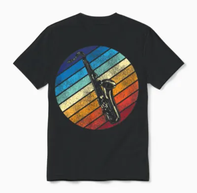 Saxophone Retro Vintage Unisex T-Shirt - Black