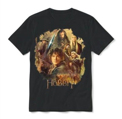 The Hobbit Characters Around Bilbo Baggins Unisex T-Shirt - Black