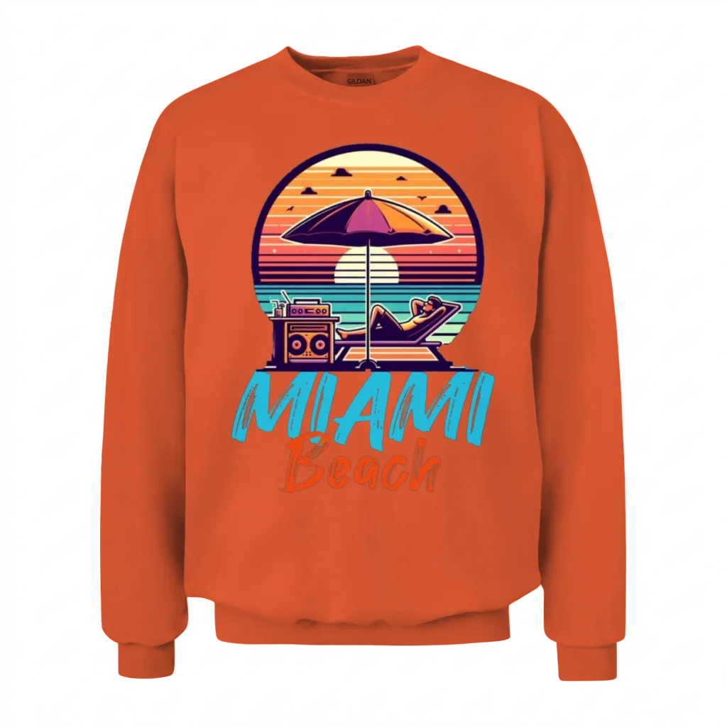 Miami Beach Retro Sunset β Summer & Gift Unisex Sweatshirt - Orange