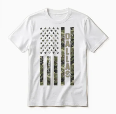 Dallas United States Distressed Camo W Us Unisex T-Shirt - White