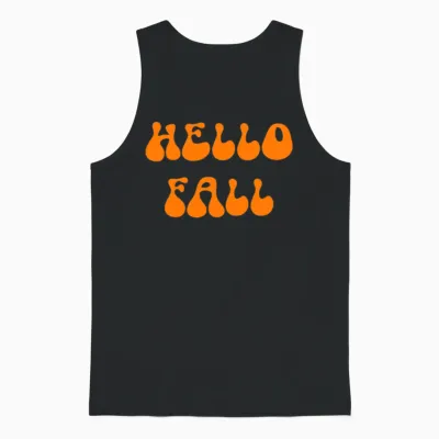 Hello Fall Text Unisex Tank Top - Black