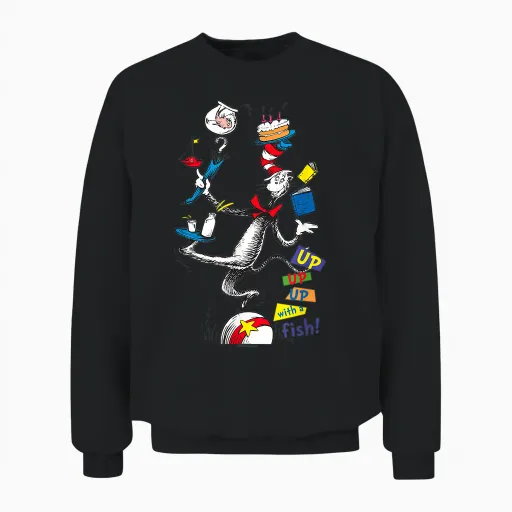 The Cat in the Hat Up Up Up - Officially Licensed Unisex Sweatshirt - Black