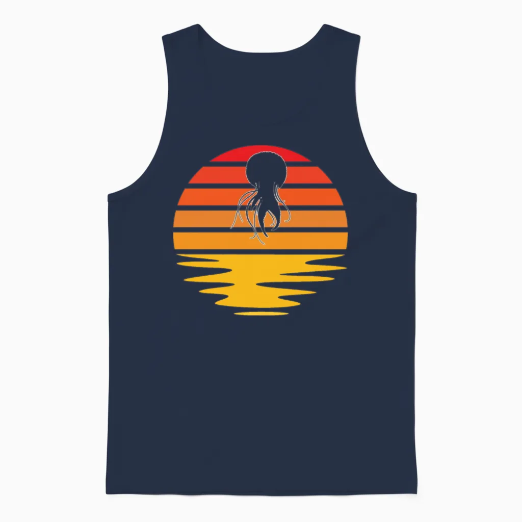 Jellyfish Retro Unisex Tank Top in Navy