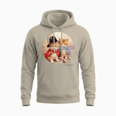 Renoir - Funny Cats Unisex Hoodie - Sand