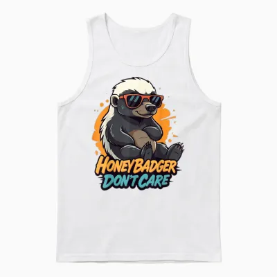 Honey Badger Don't Care Funny Zero Care Honey Badger Style Unisex Tank Top - White