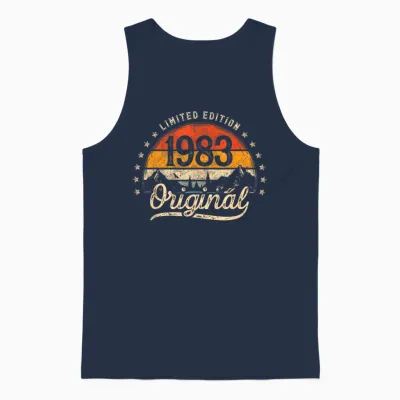 Limited Edition Original 1983 Vintage 43. Geburtstag Mann Unisex Tank Top - Navy