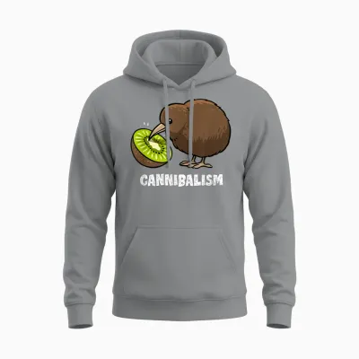 Kiwi Cannibalism Funny Kiwi Bird Joke Cannibal Pun Bird Unisex Hoodie - Sport Grey
