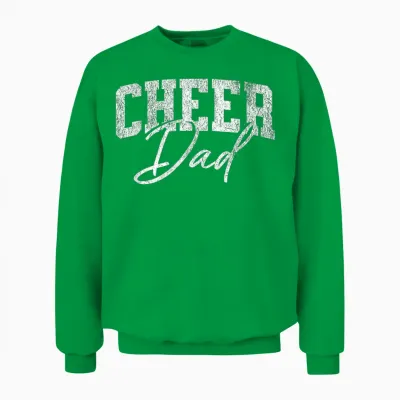 Cheer Dad Black Cheerleading T-Shirt, Black Unisex Sweatshirt - Irish Green