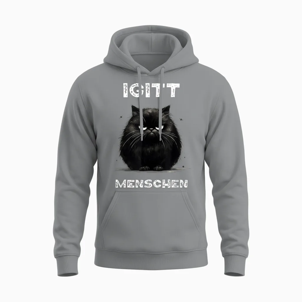 Lustiges Katzen Spruch T-Shirt Igitt Menschen T-Shirt, Black Unisex Hoodie in Sport Grey