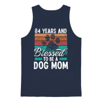84 Year Old Dog Mom 84 Birthday Retro Dog Mother Unisex Tank Top - Navy – 1