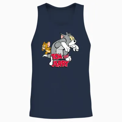 Tom and Jerry Tiptoeing Unisex Tank Top - Navy