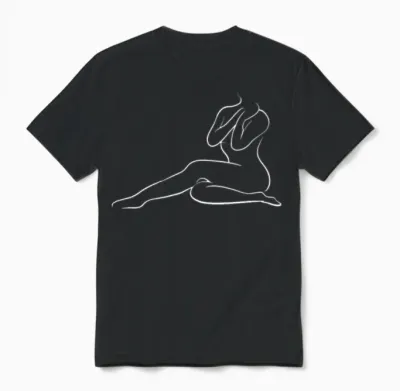 Outline Nude Portrait Oneline One Line Feminism Unisex T-Shirt - Black