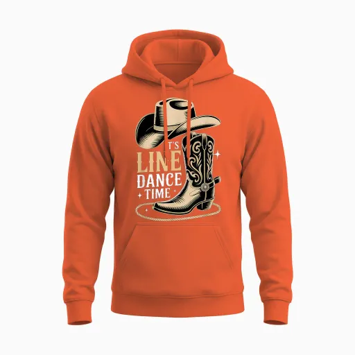 It's Line Dance Time Line Dancing Western Country Unisex Hoodie - Orange