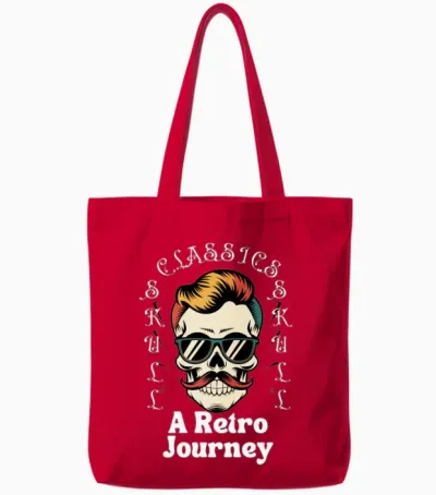A Retro Skull Journey Tote Bags - Red