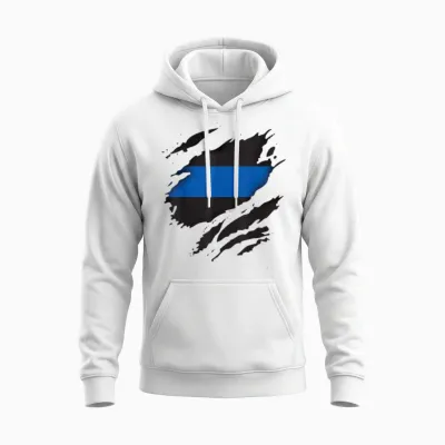 Thin Blue Line Leo Police Support Superhelden-T-Shirt Unisex Hoodie - White