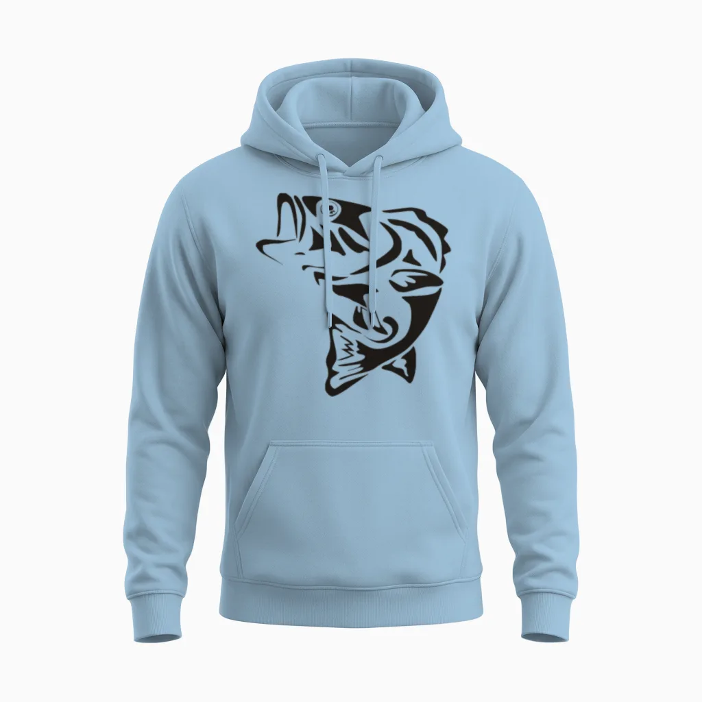 Fish Bone Tattoo Funny Unisex Hoodie in Light Blue