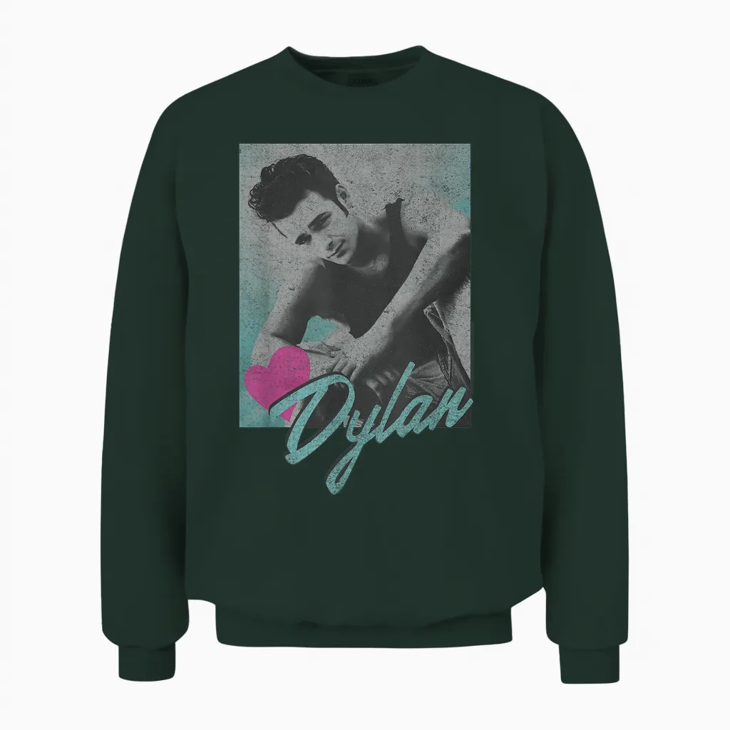 Beverly Hills 90210 Dylan Mckay Heart Portrait T-Shirt, White Unisex Sweatshirt in Forest