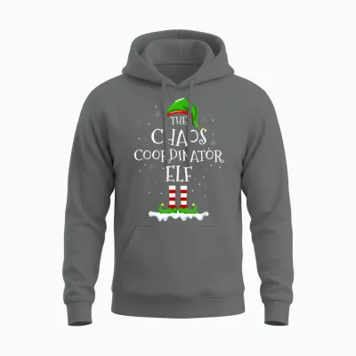 Chaos Coordinator Elf Squad Family Matching Christmas Elf Unisex Hoodie - Graphite Heather