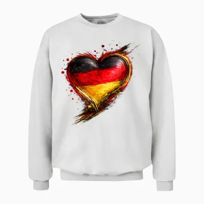 Deutschland T-Shirt Herz Mit Der Deutschen Flagge Germany Unisex Sweatshirt - White